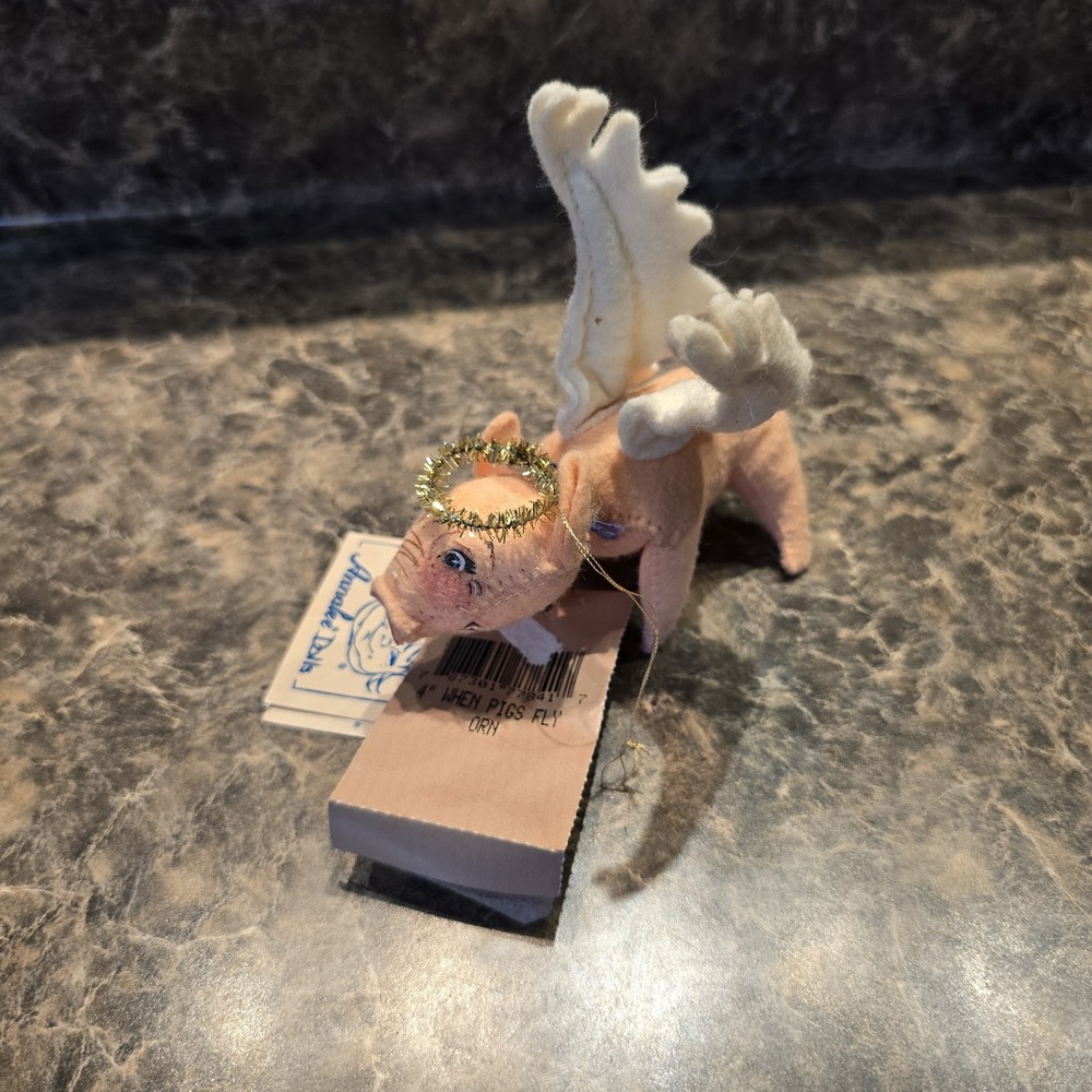 Annalee Vintage 4" When Pigs Fly Angel Pig Ornament Doll 1997 ~ #784197
